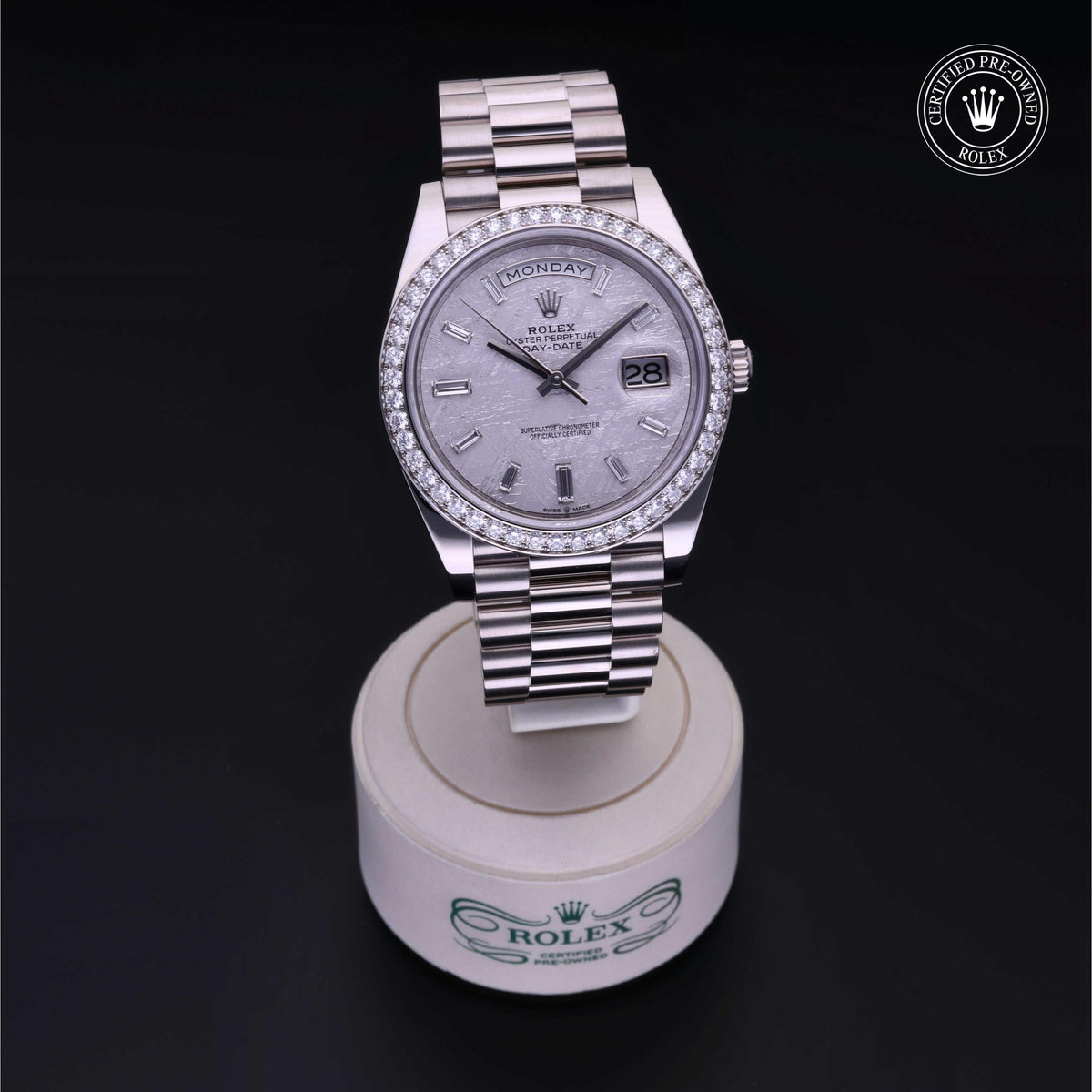 Rolex Certified Pre-Owned Day-Date 40 M228349RBR in 18 ct white gold with meteorite dial, image 41 of 41