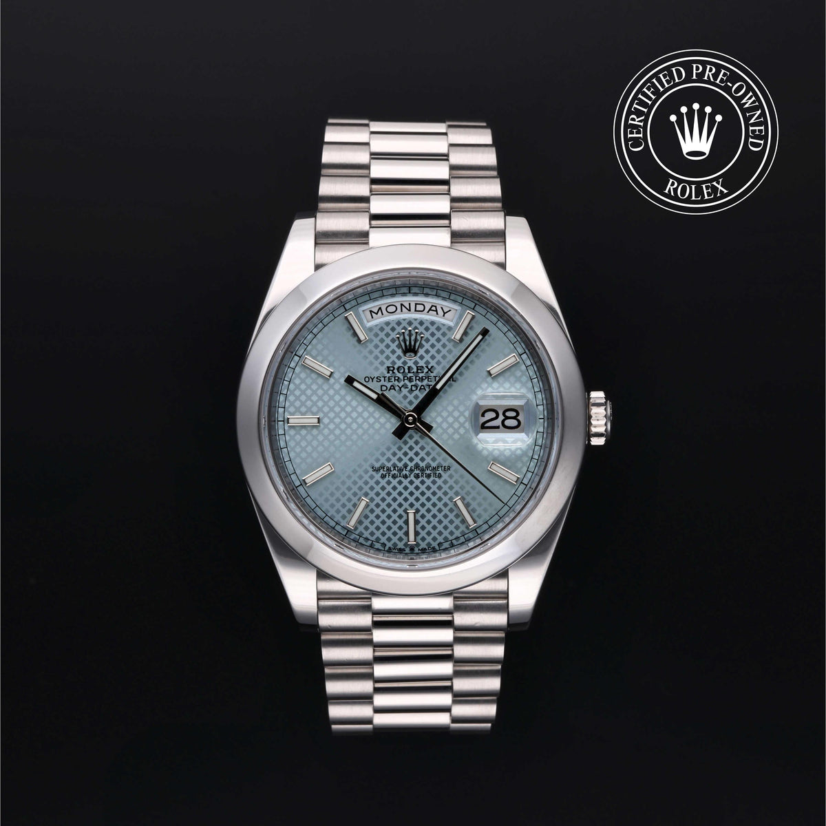 Rolex Certified Pre-Owned Day-Date 40 M228206 in 950 platinum, image 1 of 41 at H.L. Gross & Bro. Jewelers