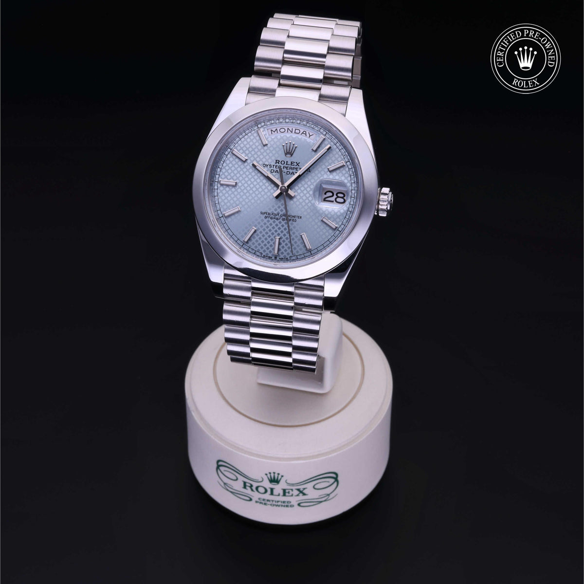 Rolex Certified Pre-Owned Day-Date 40 M228206 in 950 platinum, image 7 of 41 at H.L. Gross & Bro. Jewelers