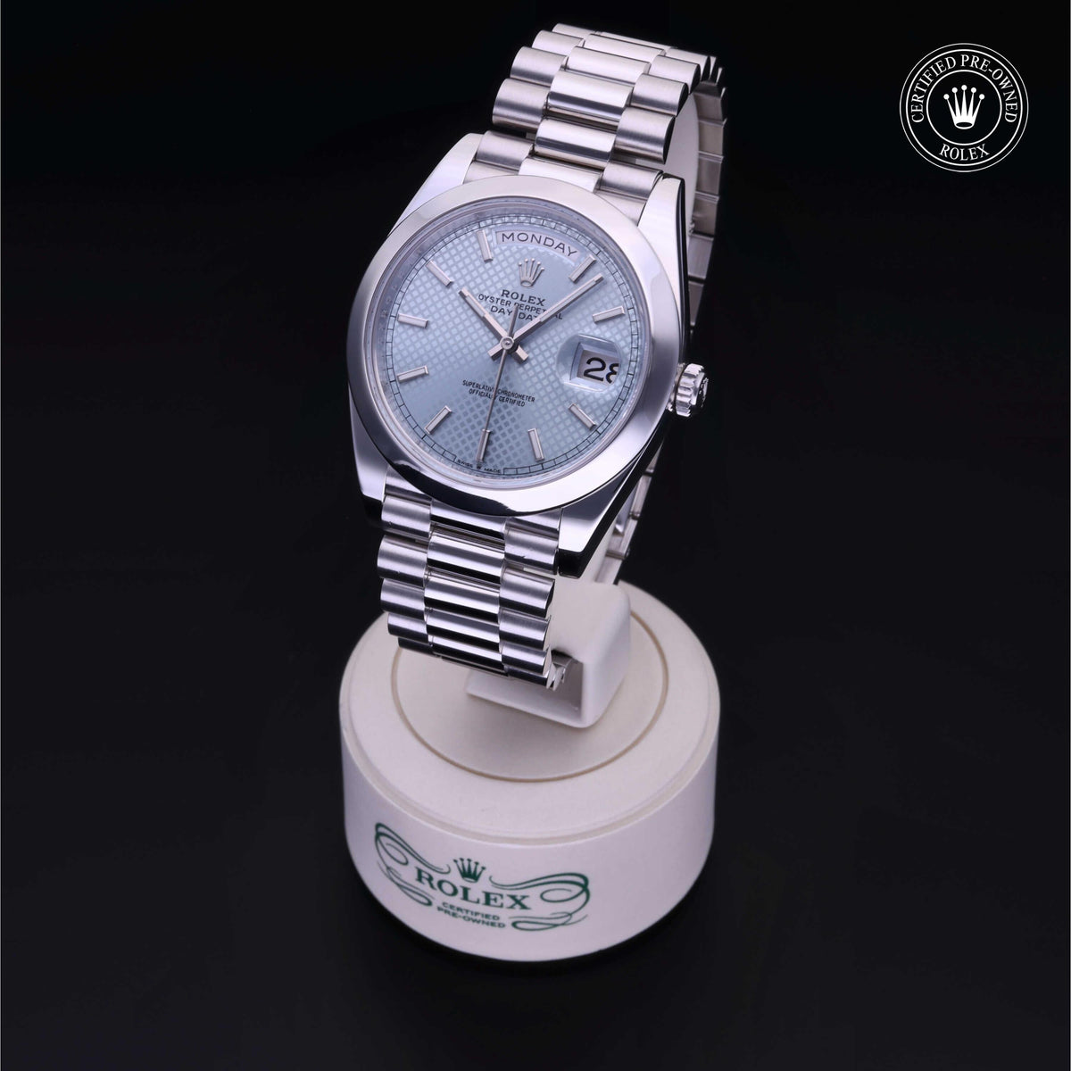 Rolex Certified Pre-Owned Day-Date 40 M228206 in 950 platinum, image 8 of 41 at H.L. Gross & Bro. Jewelers