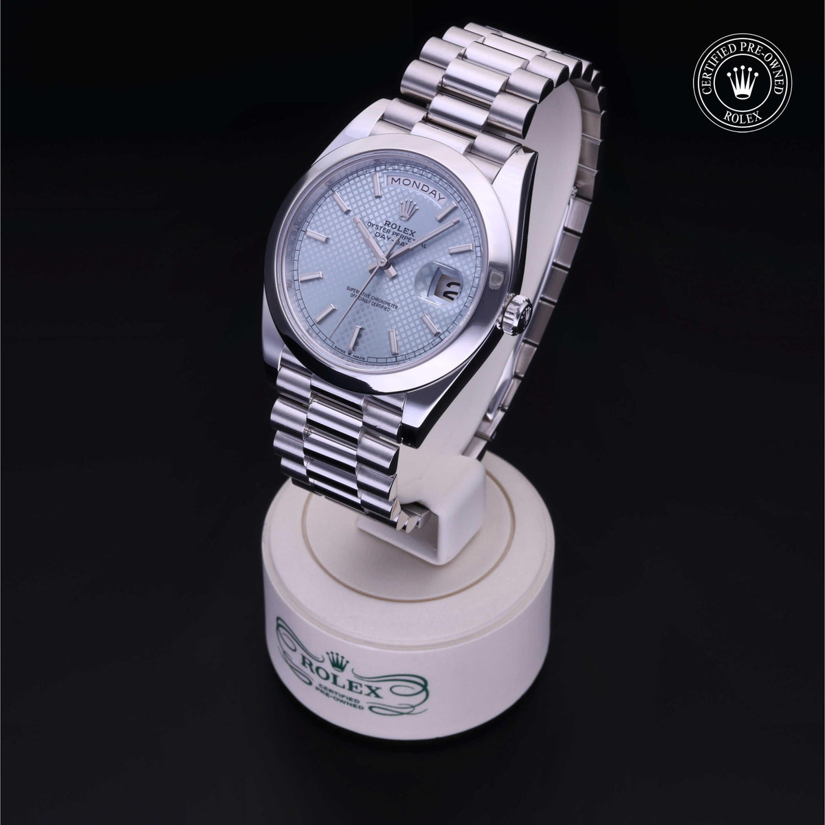 Rolex Certified Pre-Owned Day-Date 40 M228206 in 950 platinum, image 9 of 41 at H.L. Gross & Bro. Jewelers