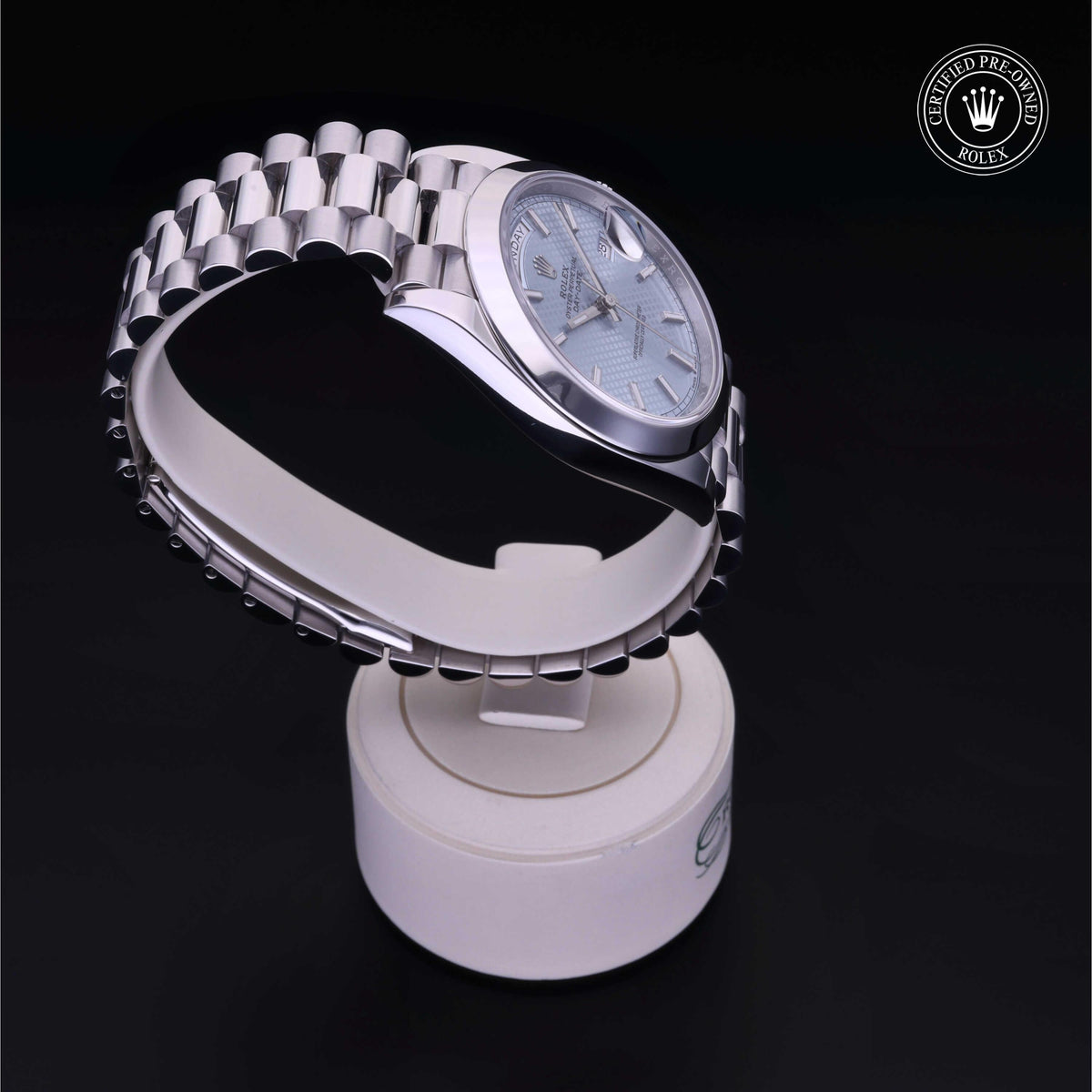 Rolex Certified Pre-Owned Day-Date 40 M228206 in 950 platinum, image 33 of 41 at H.L. Gross & Bro. Jewelers