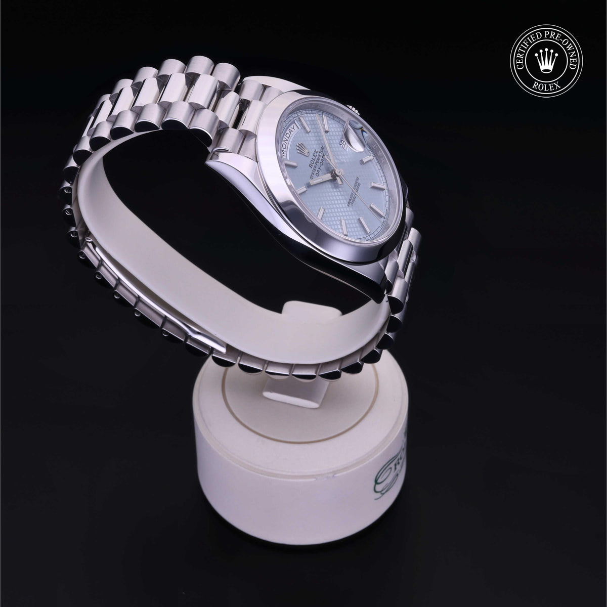 Rolex Certified Pre-Owned Day-Date 40 M228206 in 950 platinum, image 34 of 41 at H.L. Gross & Bro. Jewelers