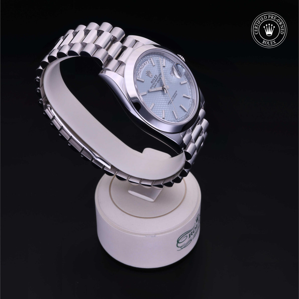Rolex Certified Pre-Owned Day-Date 40 M228206 in 950 platinum, image 35 of 41 at H.L. Gross & Bro. Jewelers