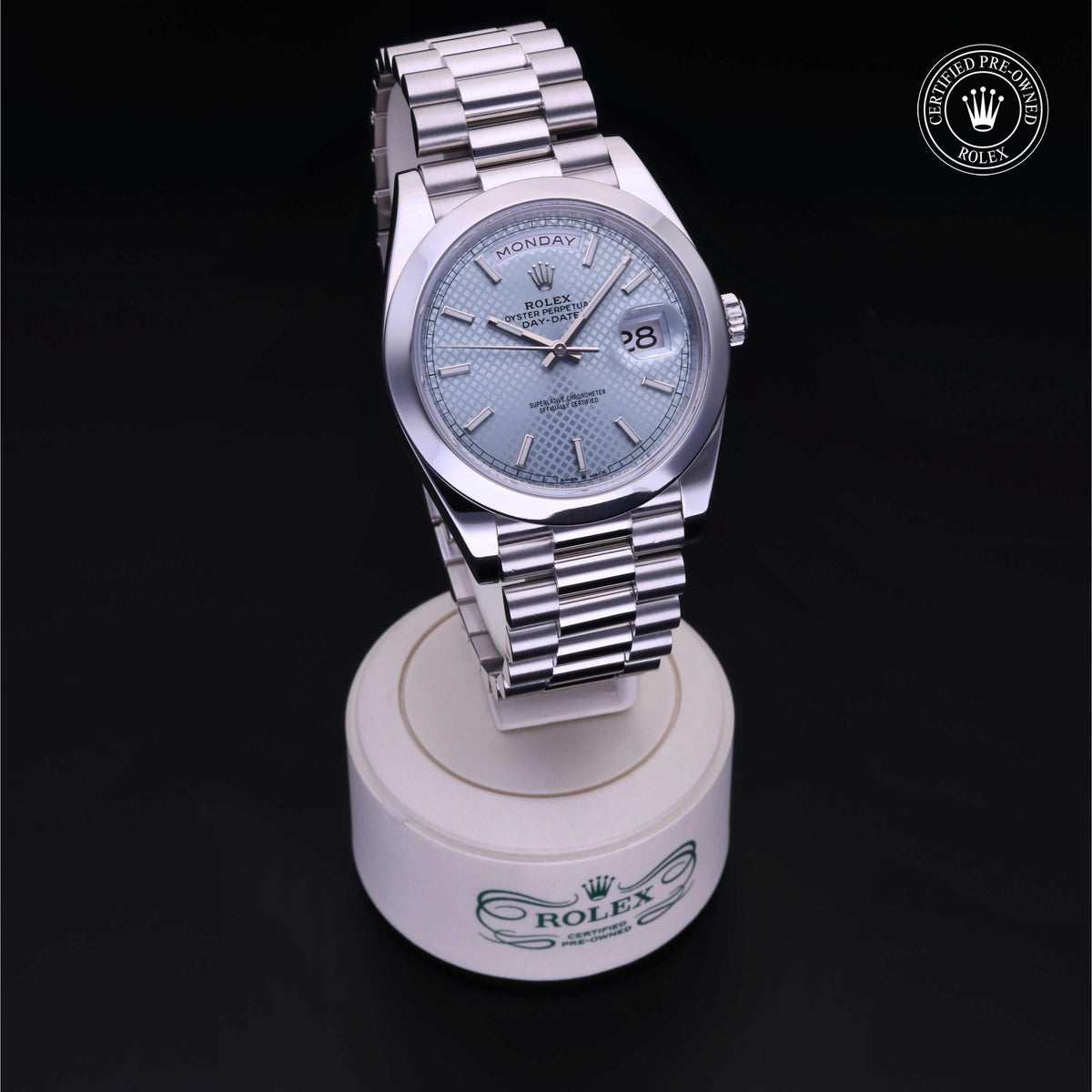 Rolex Certified Pre-Owned Day-Date 40 M228206 in 950 platinum, image 40 of 41 at H.L. Gross & Bro. Jewelers