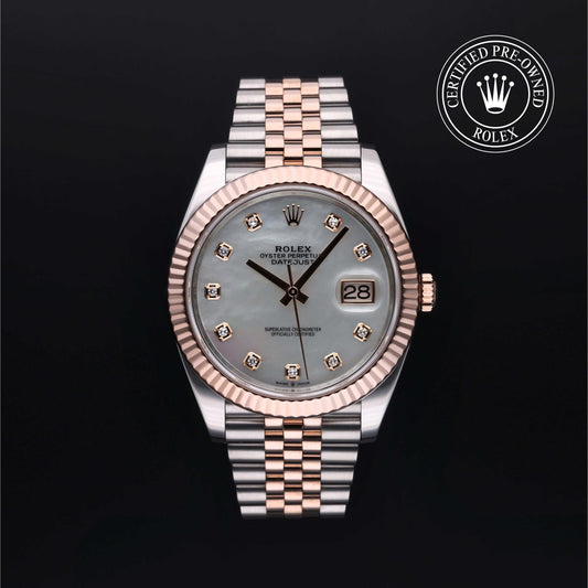 Rolex Certified Pre-Owned Datejust 41 M126331 in Oystersteel and Everose gold with white mother-of-pearl dial, image 1 of 41