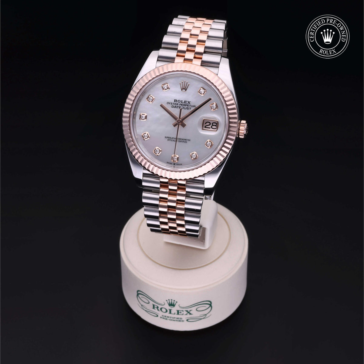Rolex Certified Pre-Owned Datejust 41 M126331 in Oystersteel and Everose gold with white mother-of-pearl dial, image 7 of 41