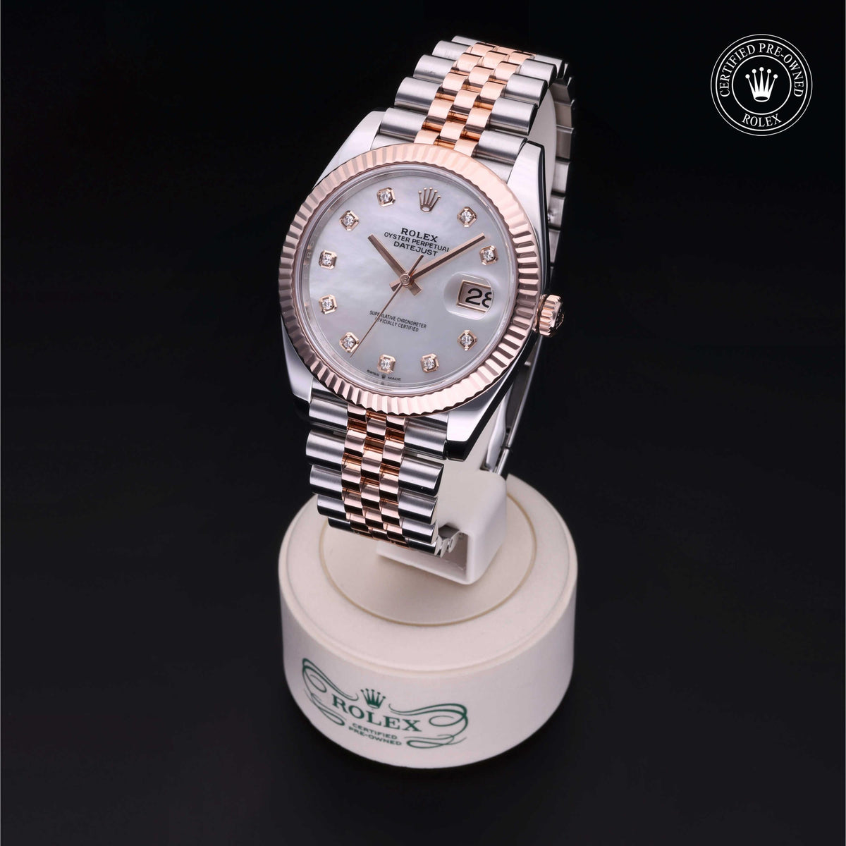 Rolex Certified Pre-Owned Datejust 41 M126331 in Oystersteel and Everose gold with white mother-of-pearl dial, image 8 of 41