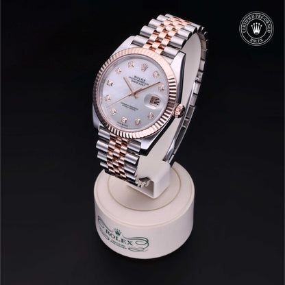 Rolex Certified Pre-Owned Datejust 41 M126331 in Oystersteel and Everose gold with white mother-of-pearl dial, image 3 of 41