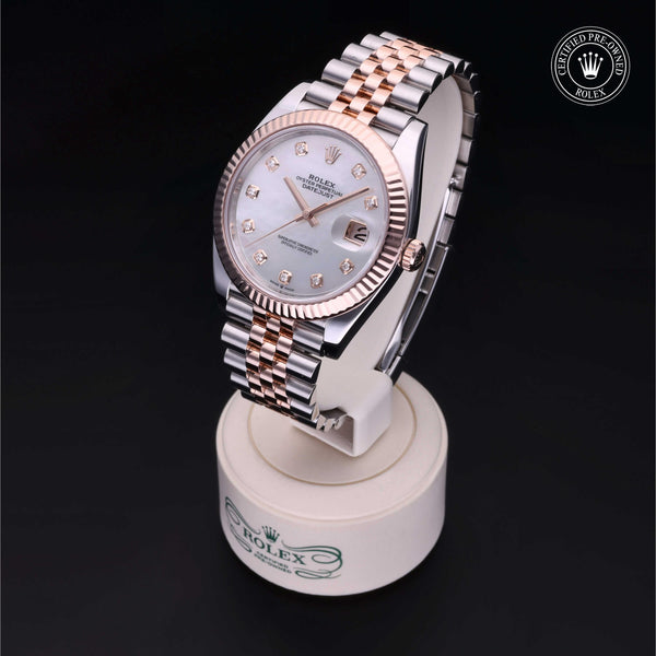 Rolex Certified Pre-Owned Datejust 41 M126331 in Oystersteel and Everose gold with white mother-of-pearl dial, image 3 of 41
