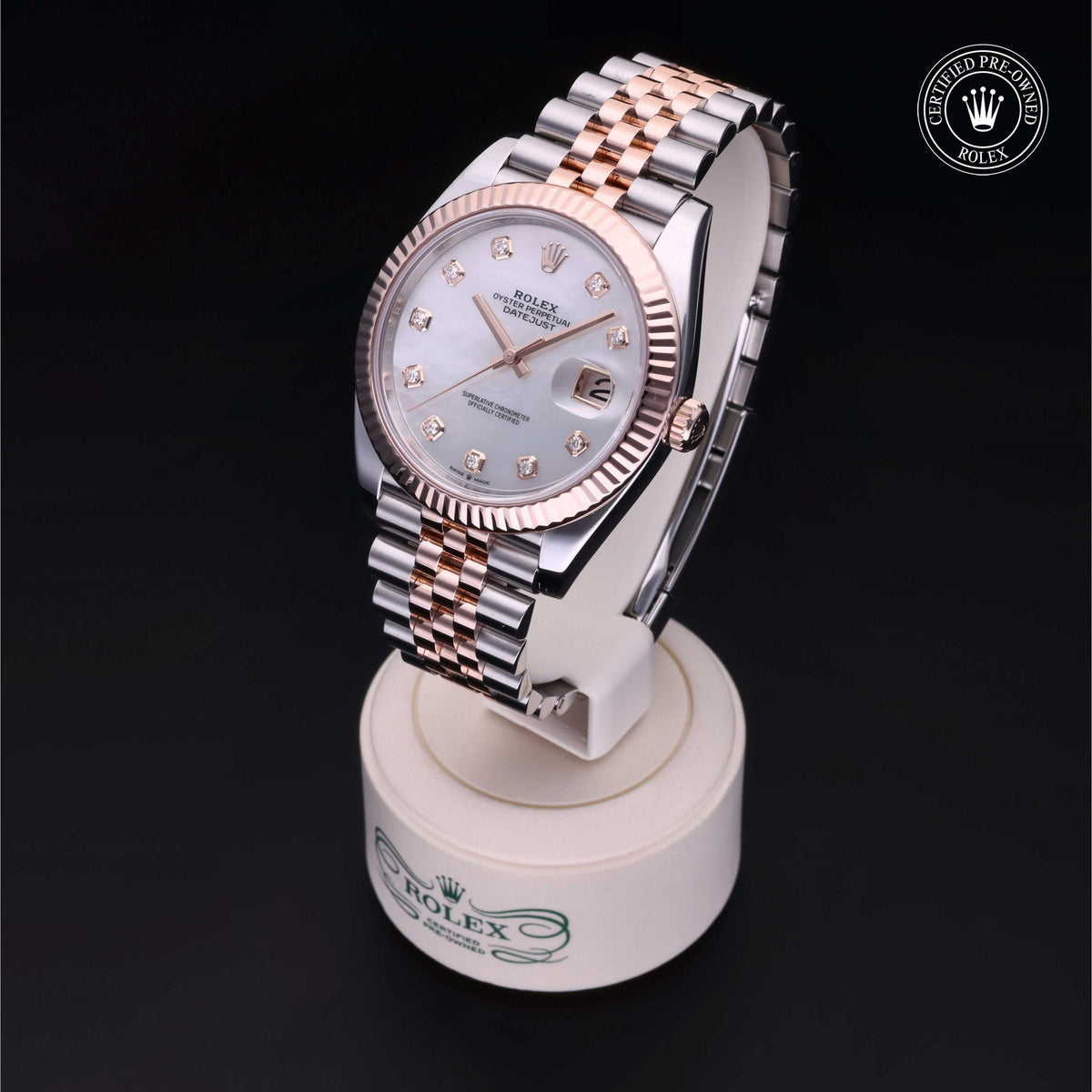 Rolex Certified Pre-Owned Datejust 41 M126331 in Oystersteel and Everose gold with white mother-of-pearl dial, image 9 of 41
