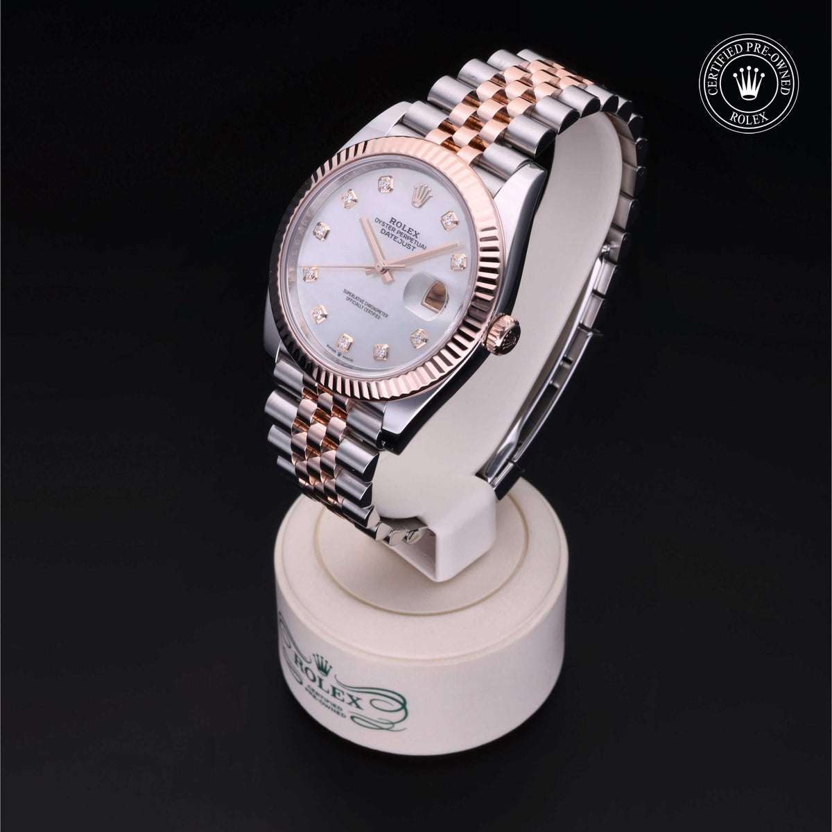 Rolex Certified Pre-Owned Datejust 41 M126331 in Oystersteel and Everose gold with white mother-of-pearl dial, image 10 of 41
