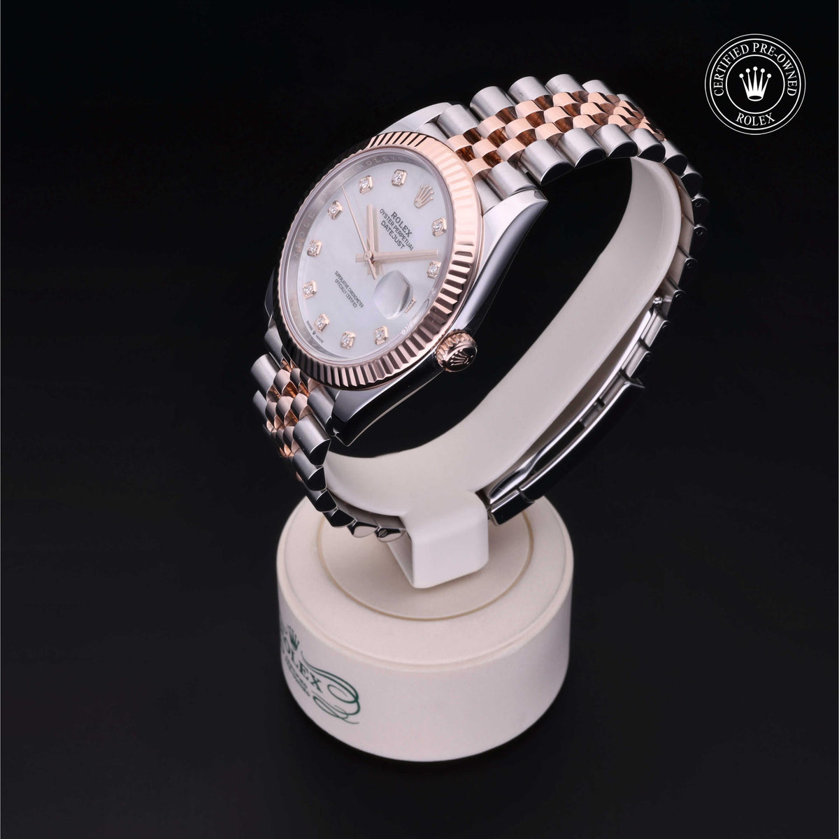 Rolex Certified Pre-Owned Datejust 41 M126331 in Oystersteel and Everose gold with white mother-of-pearl dial, image 12 of 41