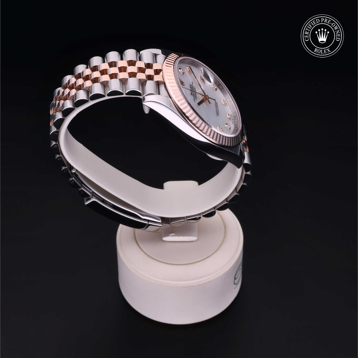 Rolex Certified Pre-Owned Datejust 41 M126331 in Oystersteel and Everose gold with white mother-of-pearl dial, image 32 of 41