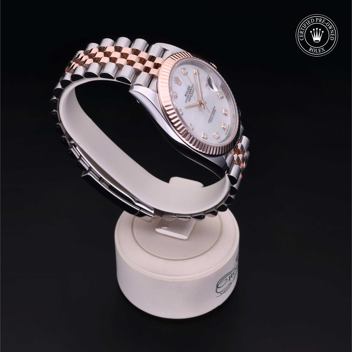 Rolex Certified Pre-Owned Datejust 41 M126331 in Oystersteel and Everose gold with white mother-of-pearl dial, image 34 of 41