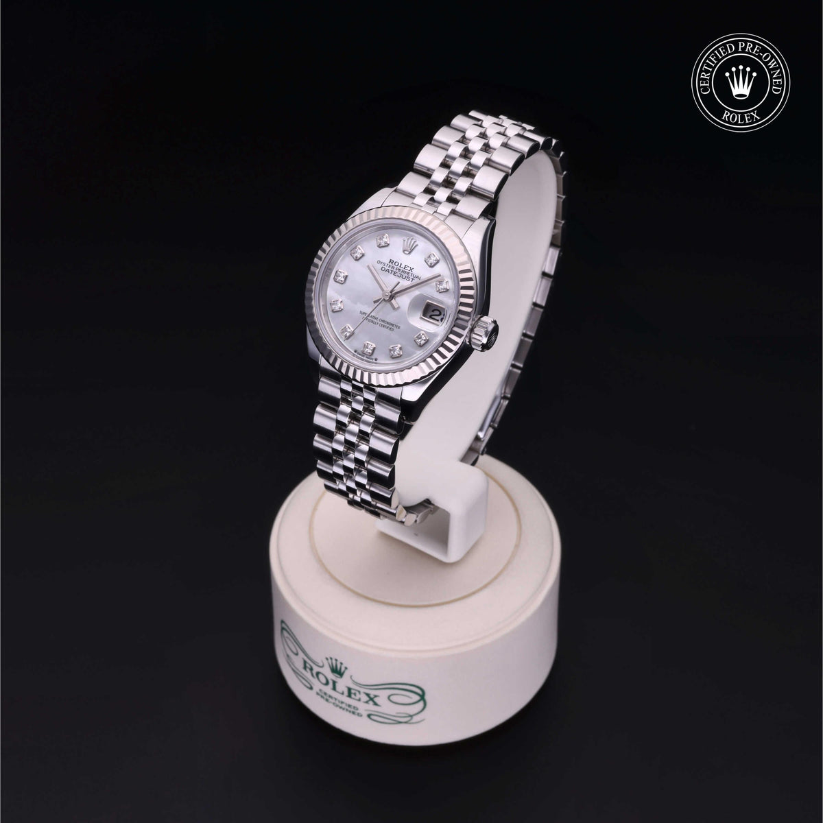 Rolex Certified Pre-Owned Lady-Datejust 28 M279174 in Oystersteel with white mother-of-pearl dial, image 3 of 41