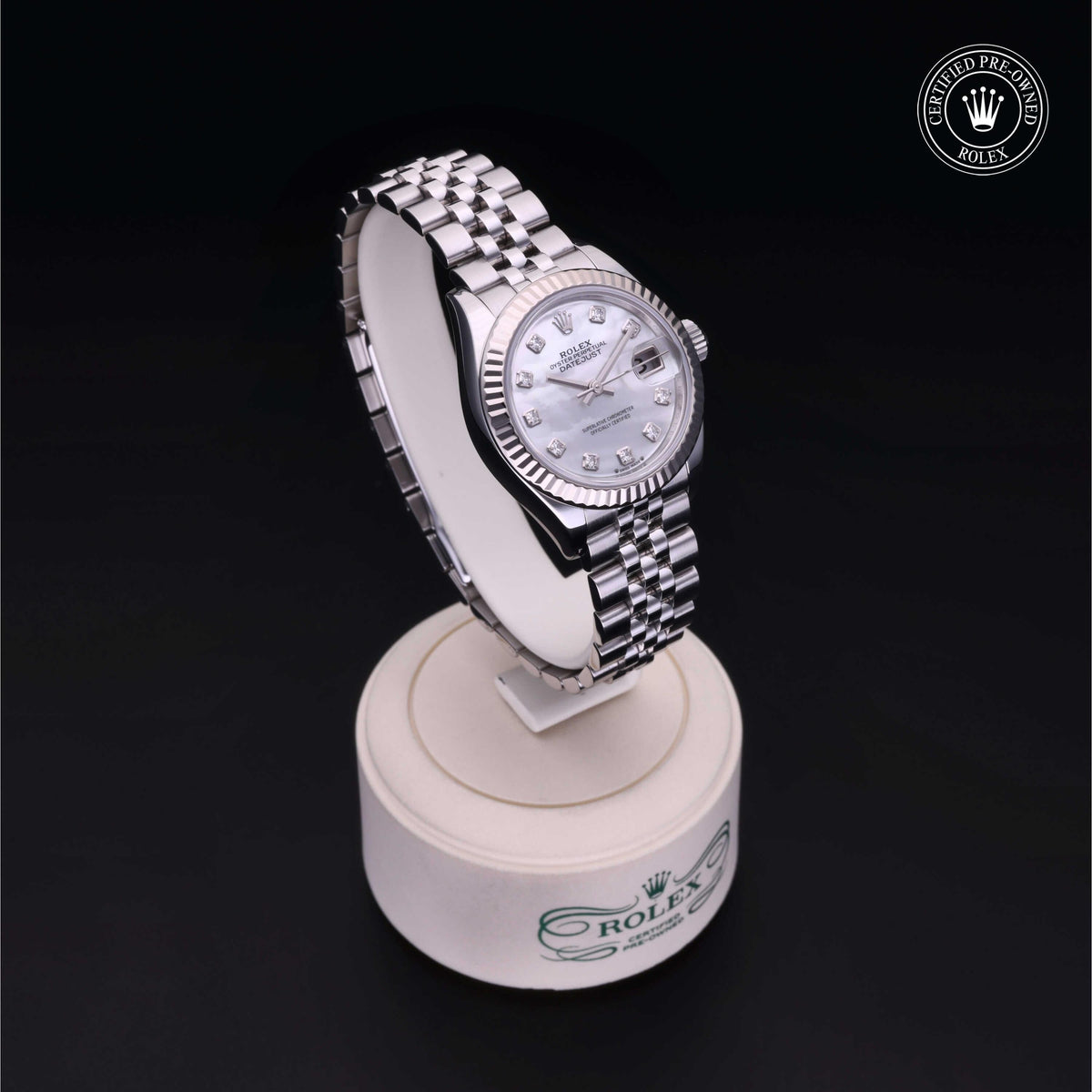 Rolex Certified Pre-Owned Lady-Datejust 28 M279174 in Oystersteel with white mother-of-pearl dial, image 38 of 41