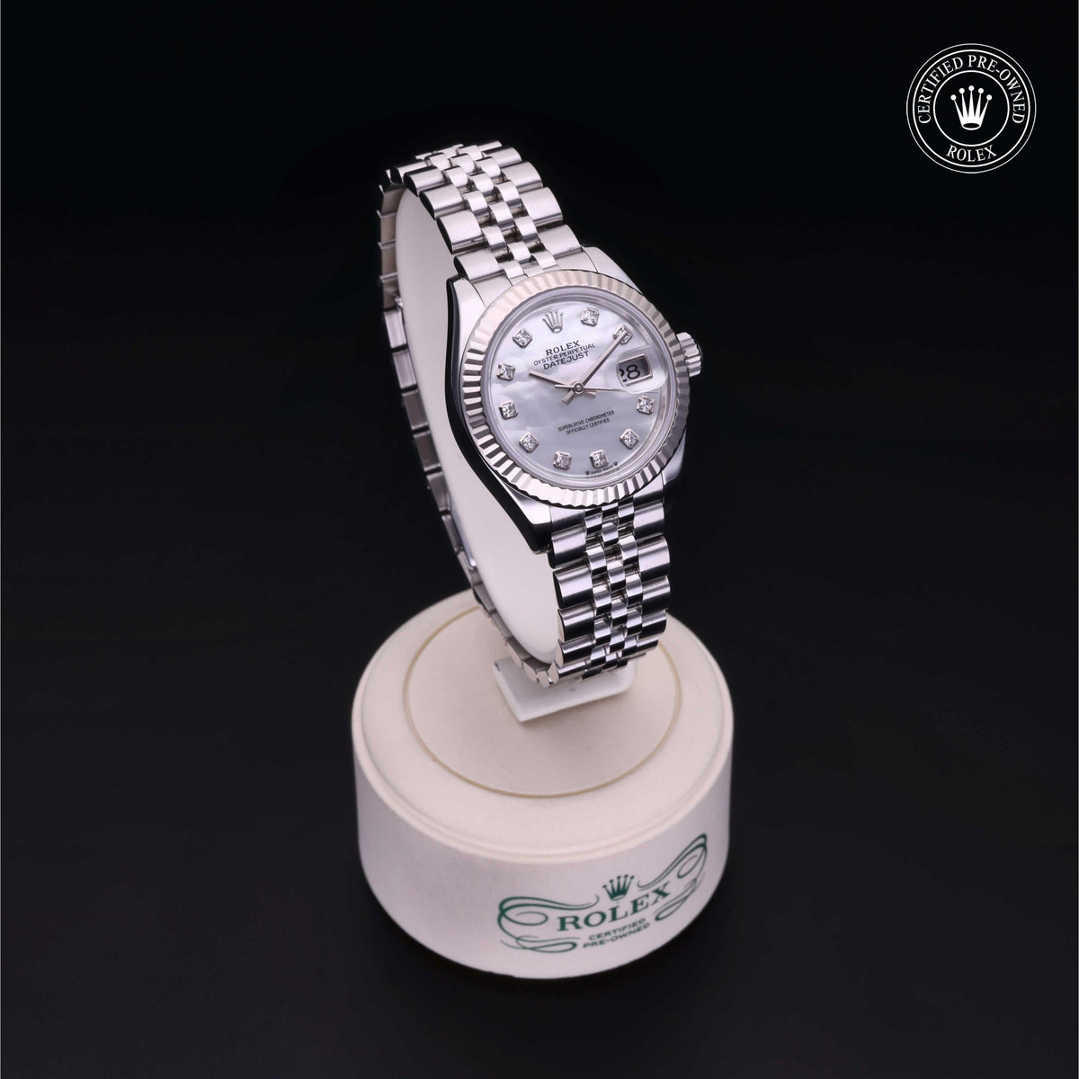Rolex Certified Pre-Owned Lady-Datejust 28 M279174 in Oystersteel with white mother-of-pearl dial, image 39 of 41