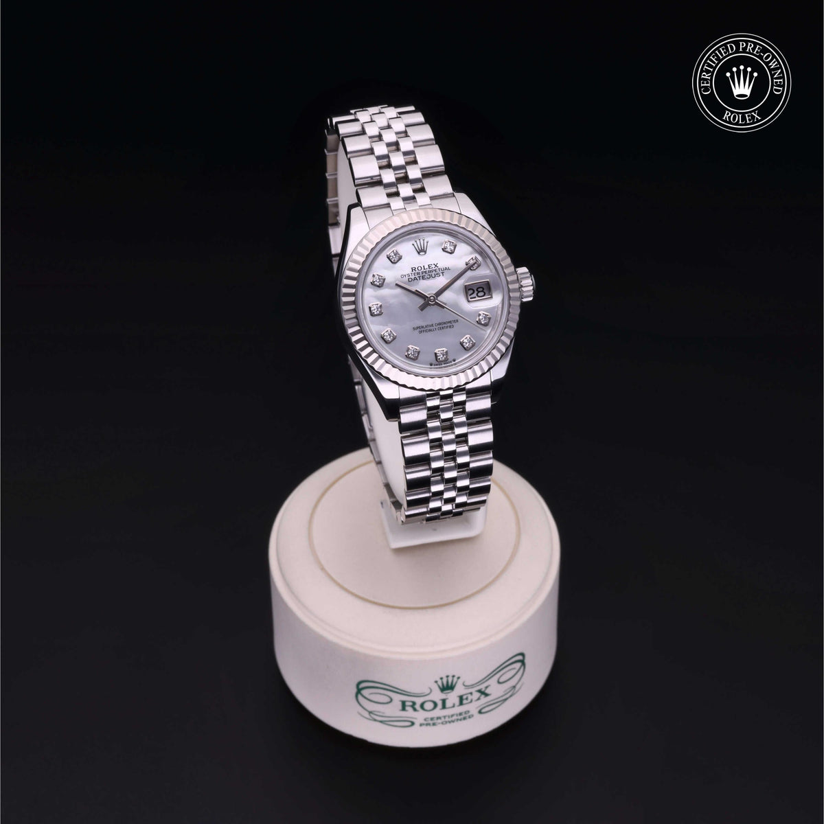 Rolex Certified Pre-Owned Lady-Datejust 28 M279174 in Oystersteel with white mother-of-pearl dial, image 40 of 41