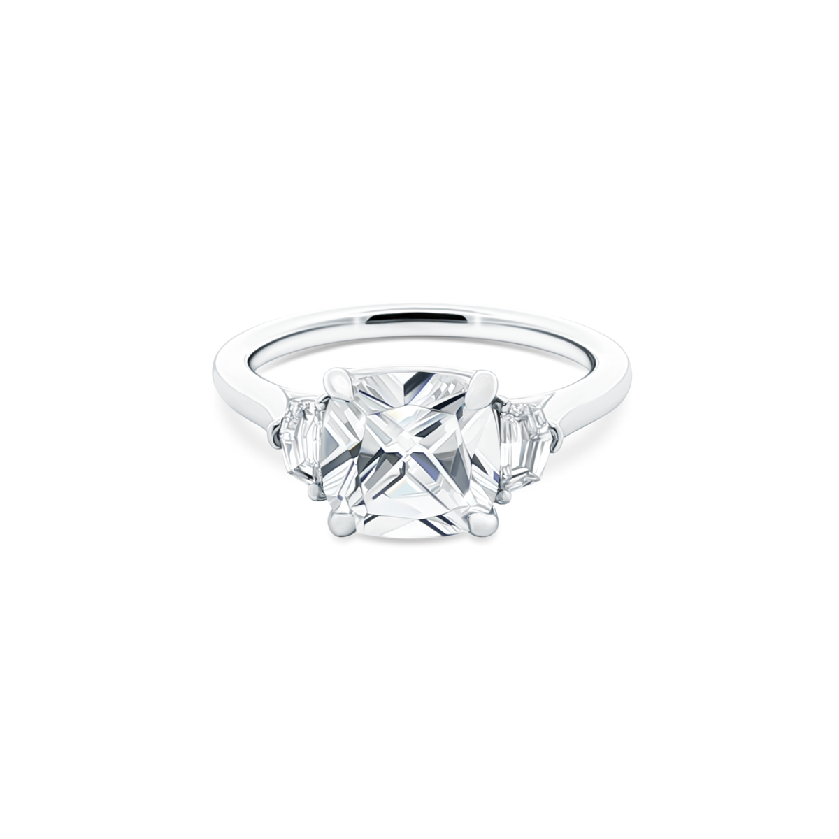 Signature Three Stone Cushion Diamond Engagement Ring — photo 1 of 3