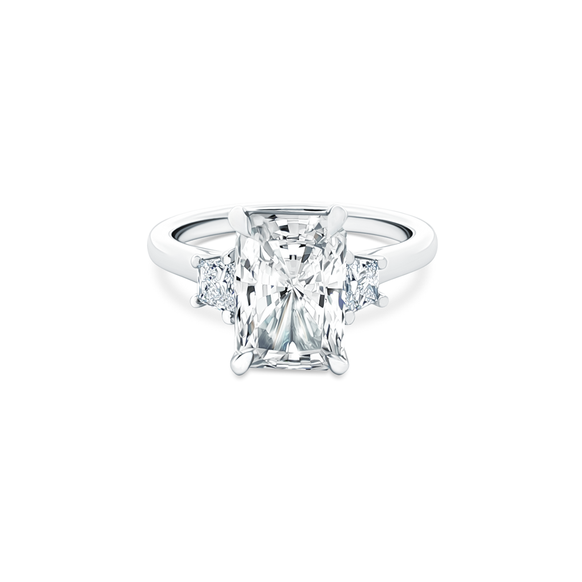Signature Three Stone Radiant Diamond Engagement Ring — photo 1 of 3