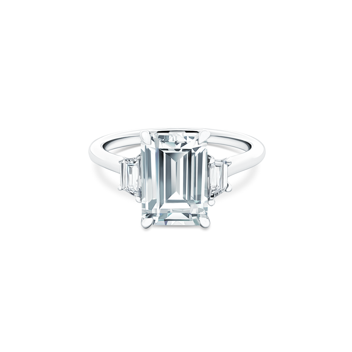 Signature Three Stone Emerald Diamond Engagement Ring — photo 1 of 3