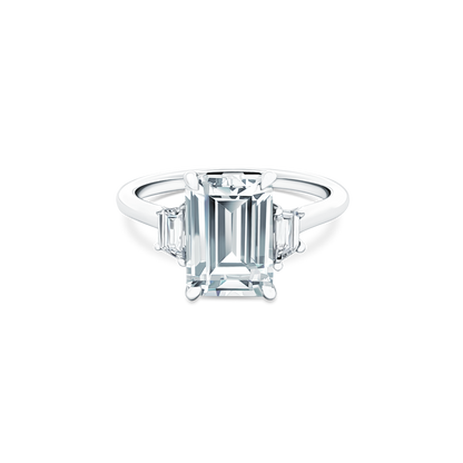 Signature Three Stone Emerald Diamond Engagement Ring — photo 1 of 3
