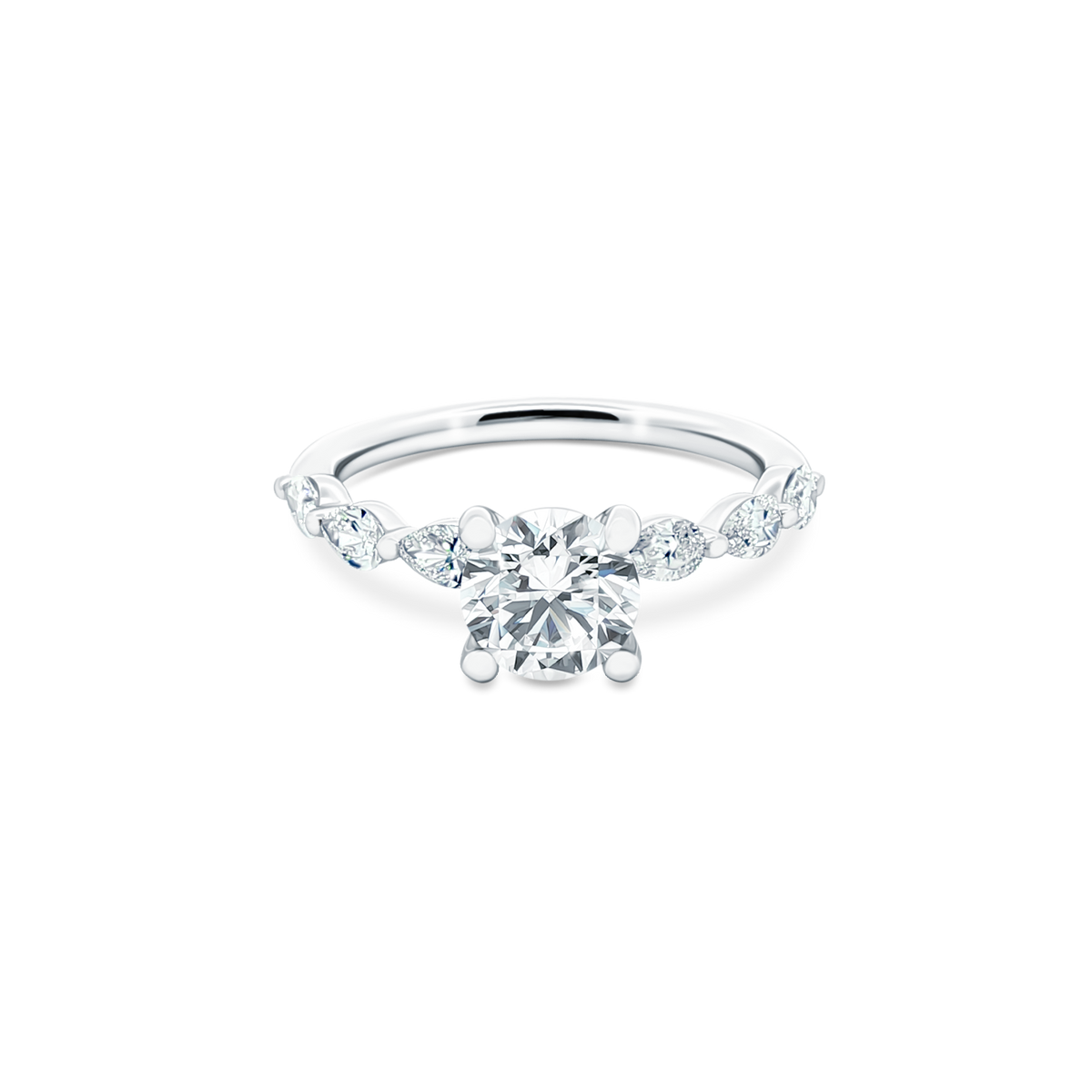 Fana Round Diamond Shared Prong Engagement Ring — photo 1 of 3