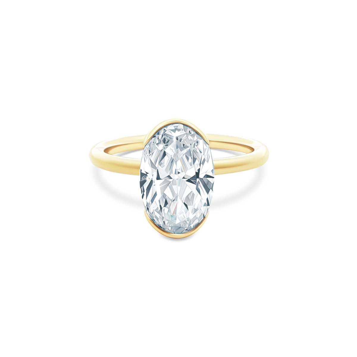 Fana Half Bezel Oval Diamond Engagement Ring — photo 1 of 3