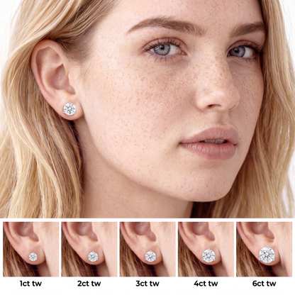 Round Brilliant Cut Diamond Stud Earrings — photo 2 of 4