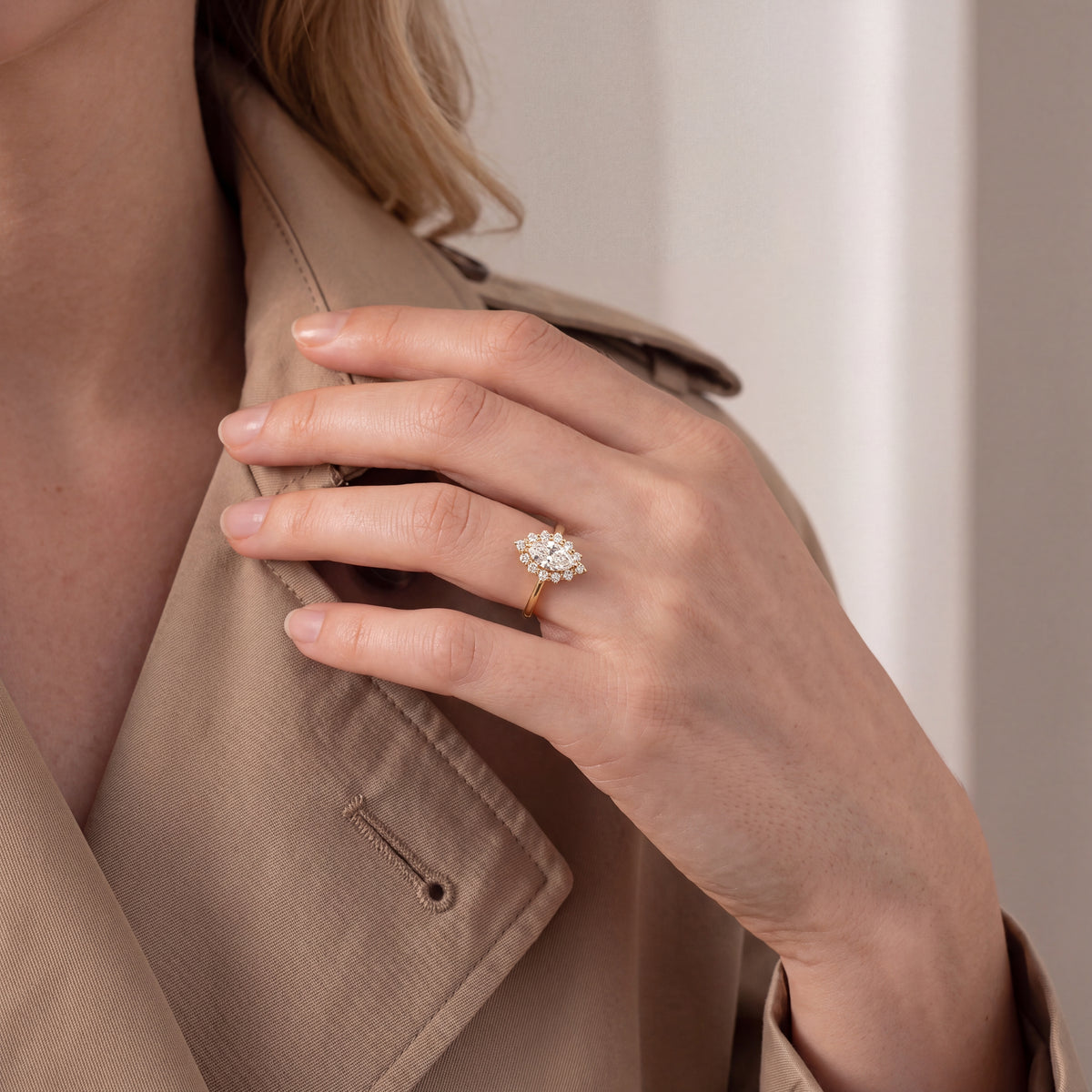 Classique Creations Marquise Halo Diamond Engagement Ring — photo 2 of 3