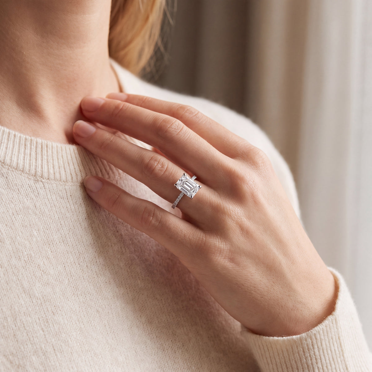 Precision Set Radiant Diamond Pave Engagement Ring — photo 2 of 3