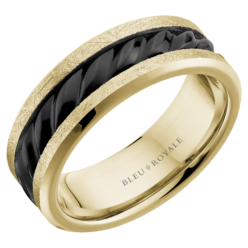Crown Ring Bleu Royale Men's Band | 14K Gold | 7.5mm | RYL-275YBR75 — photo 1 of 2