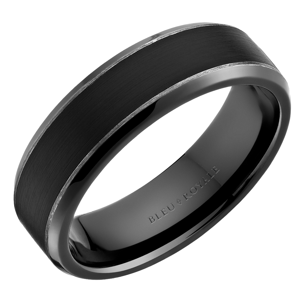 Crown Ring Bleu Royale Men's Band | 14K Gold | 6.5mm | RYL-273WBR65 — photo 1 of 2