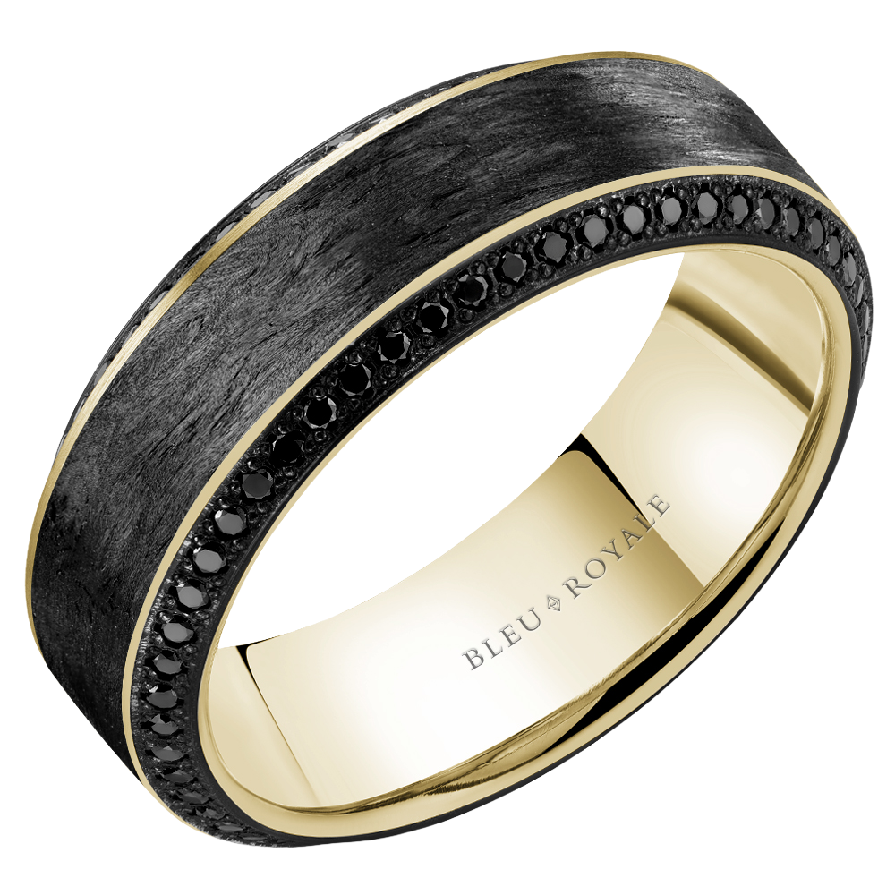 Crown Ring Bleu Royale Men's Band | 14K Gold | 7.5mm | RYL-217YBD75 — photo 1 of 2