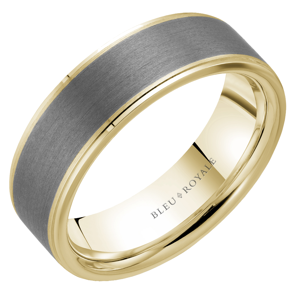 Crown Ring Bleu Royale Men's Band | 14K Gold & Tantalum | 7mm | RYL-205TY7 — photo 1 of 2