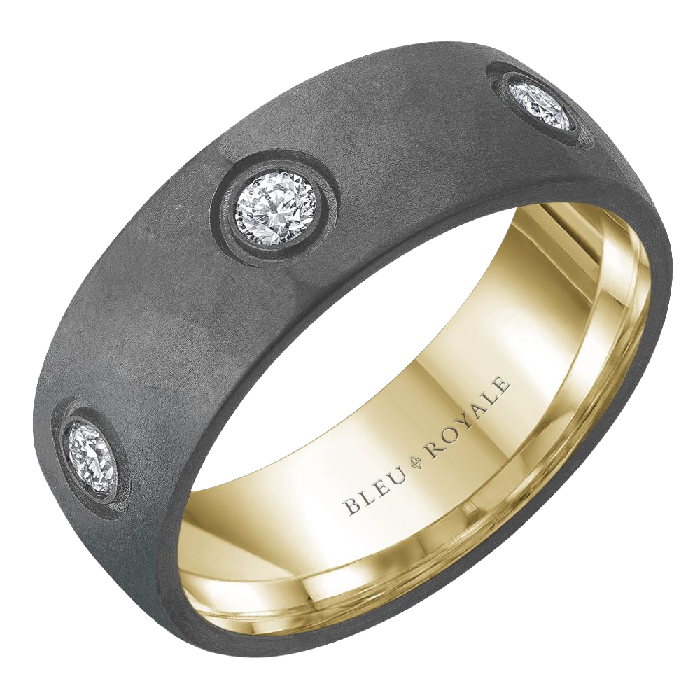 Crown Ring Bleu Royale Men's Band | 14K Gold & Tantalum | 8mm | RYL-137TYD8 — photo 1 of 1