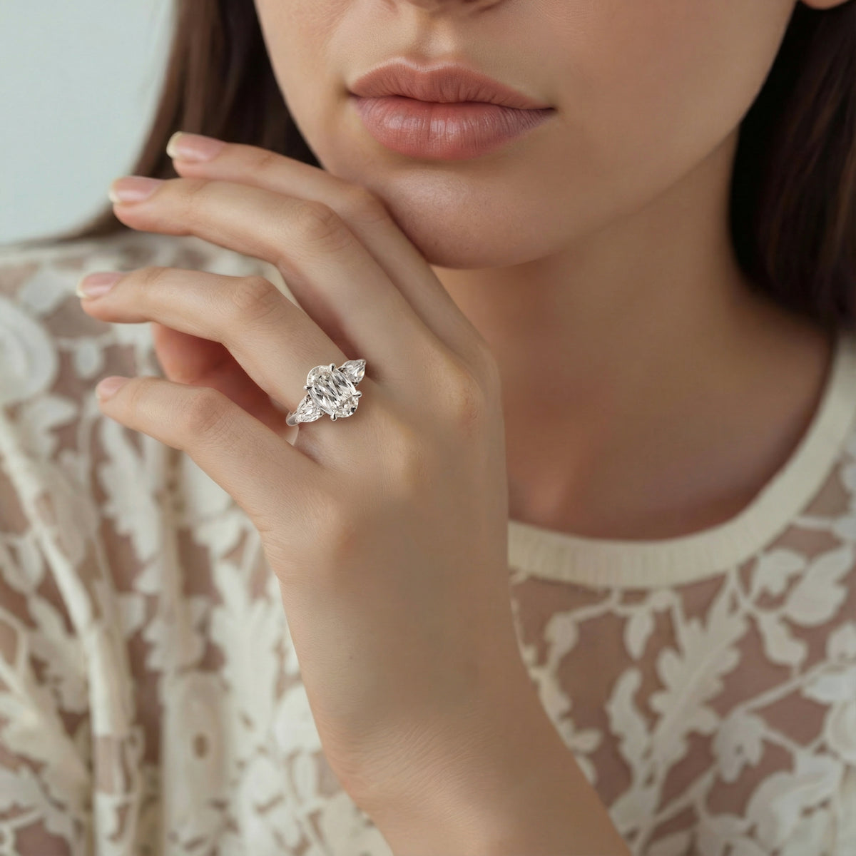 Christopher Designs Three Stone Diamond Engagement Ring — photo 2 of 3