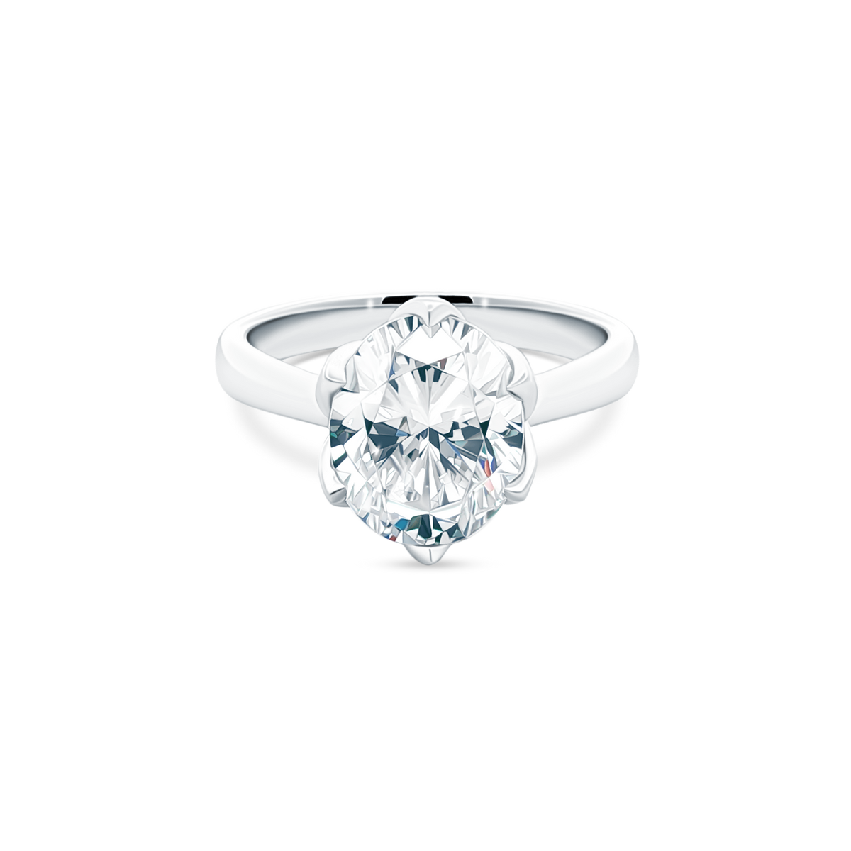 Classique Creations Oval Solitaire Diamond Engagement Ring — photo 1 of 3