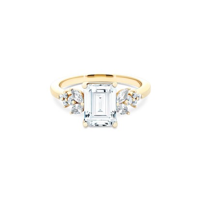 Classique Creations Emerald Diamond Marquise and Round Cluster Engagement Ring — photo 1 of 3