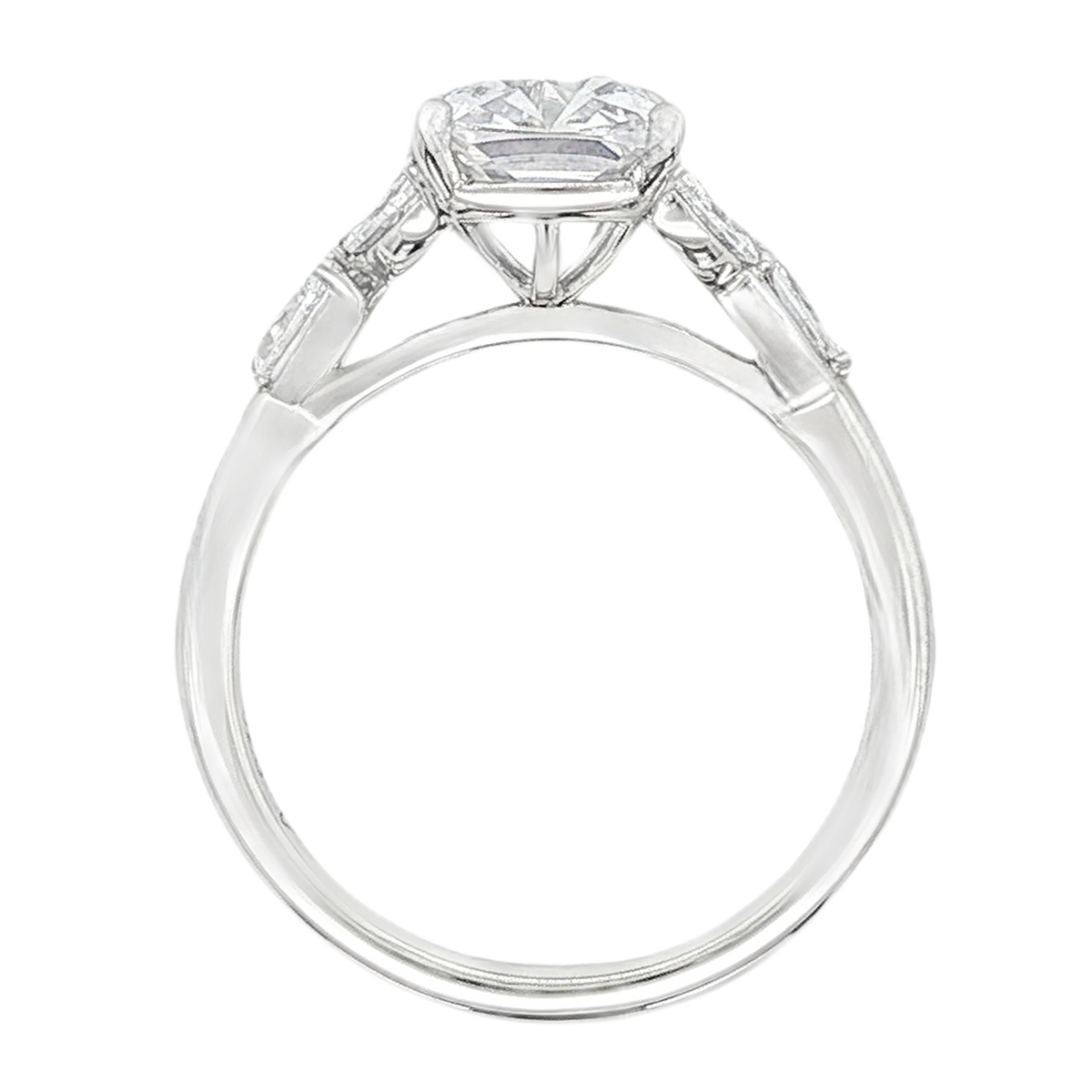 Classique Creations Cushion Diamond Marquise Sidestone Engagement Ring — photo 3 of 3