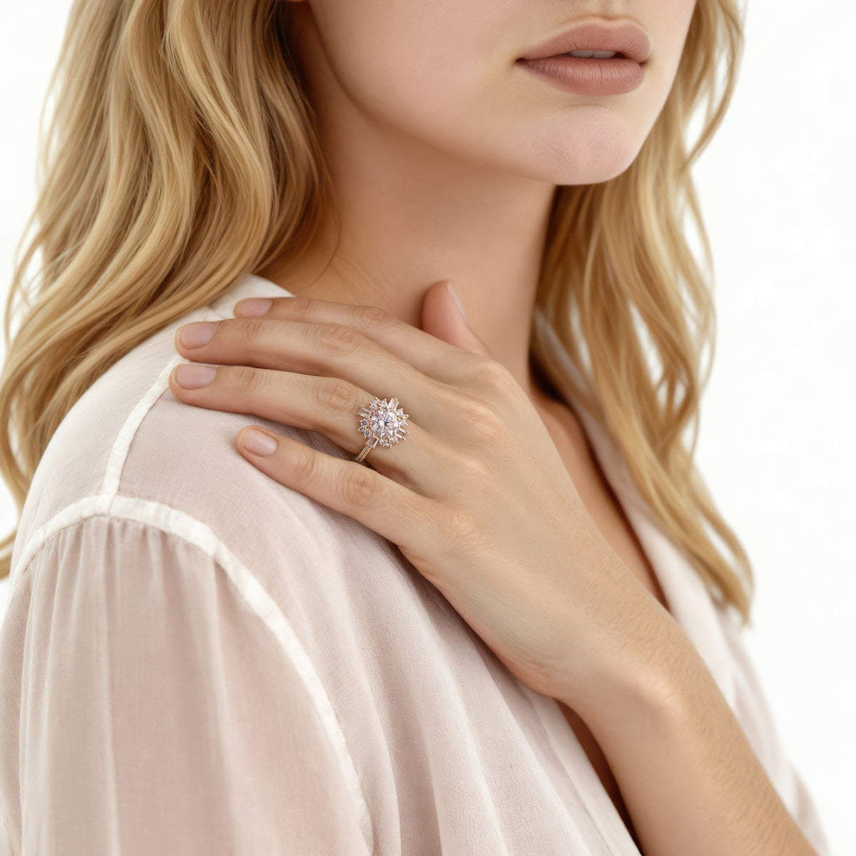 Classique Creations Round Halo Diamond Engagement Ring — photo 2 of 3