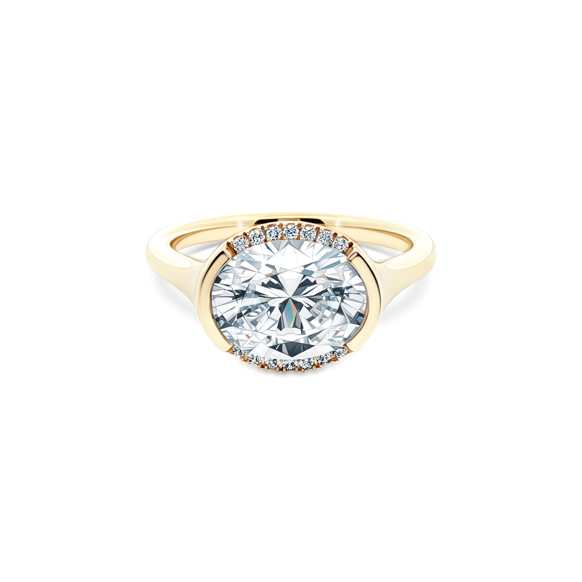 Classique Creations Oval Solitaire Diamond Engagement Ring — photo 1 of 3
