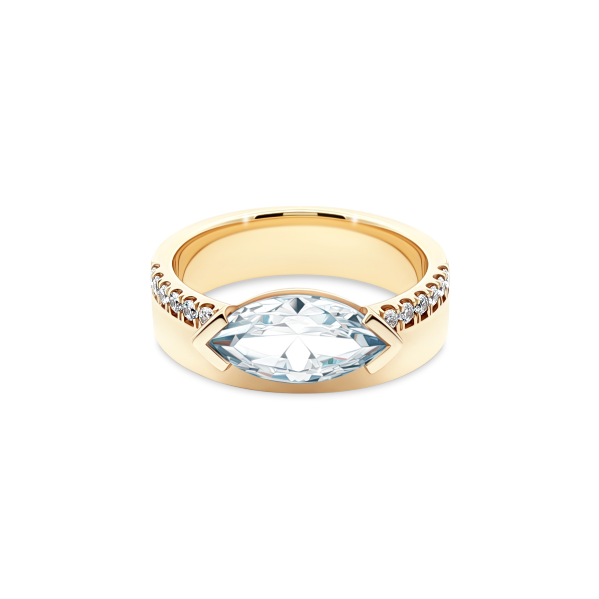 Classique Creations Marquis Half Bezel Diamond Engagement Ring — photo 1 of 3