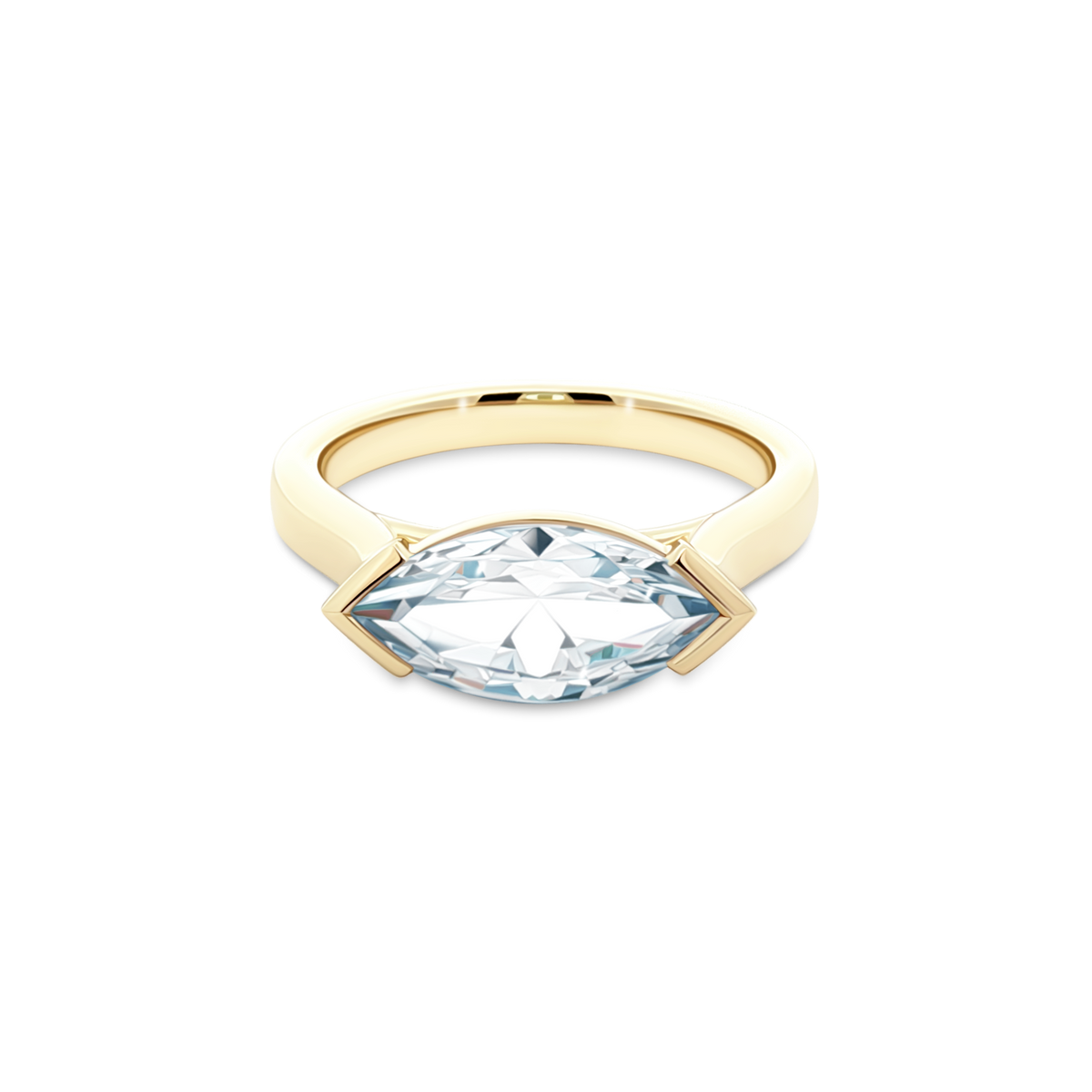 Classique Creations Marquis Half Bezel Diamond Engagement Ring — photo 1 of 3