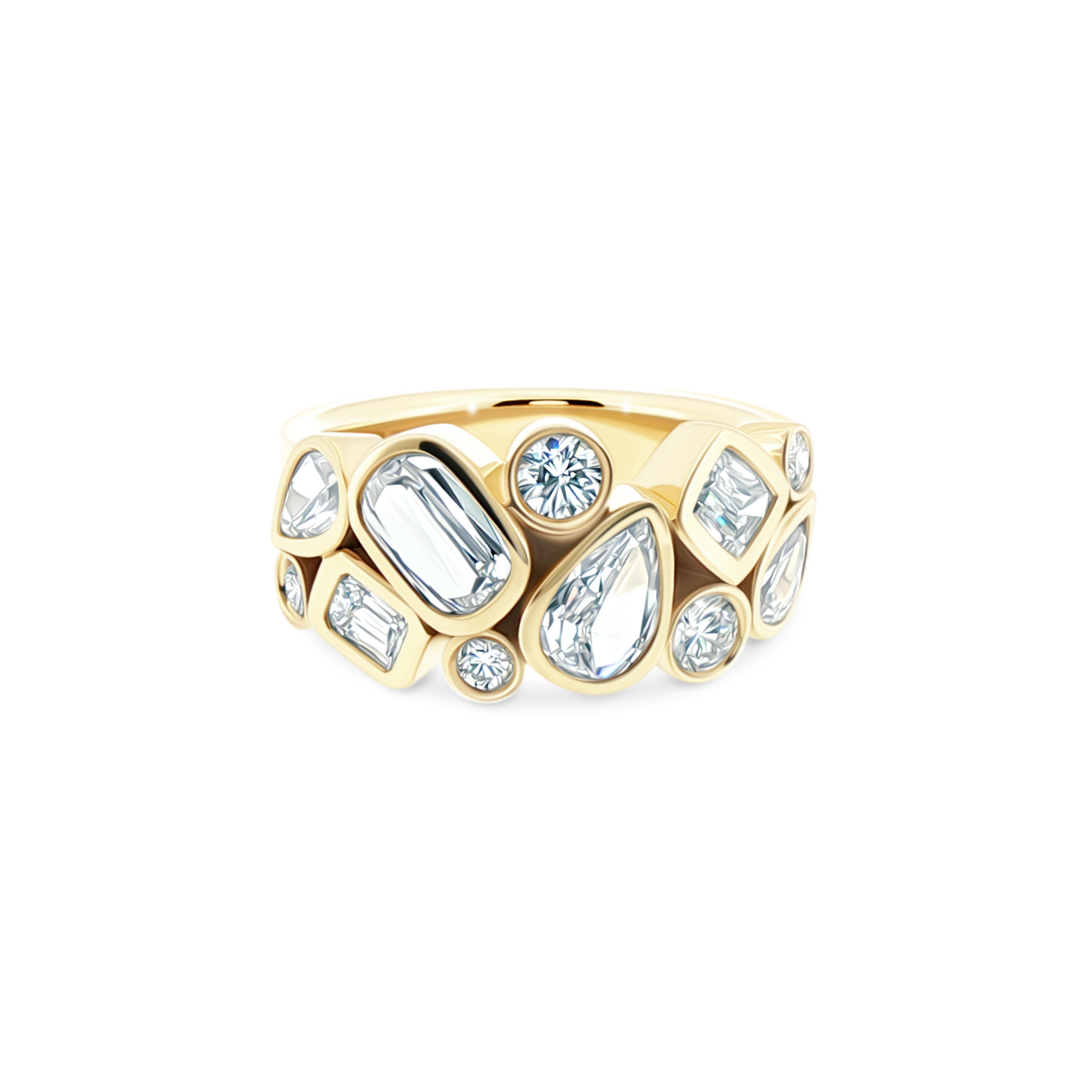 18k yellow gold mixed cut diamond ring 130-2089