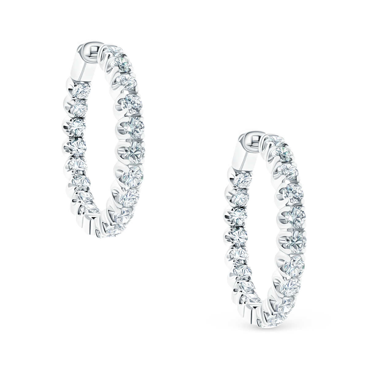 3.01ct 14k White Gold Diamond Hoops, SKU 150-6404