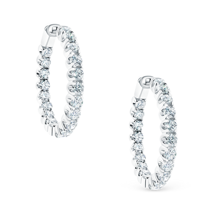 3.01ct 14k White Gold Diamond Hoops, SKU 150-6404