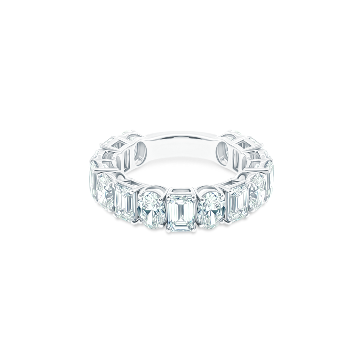 18k white gold mixed shape diamond band 110-8635