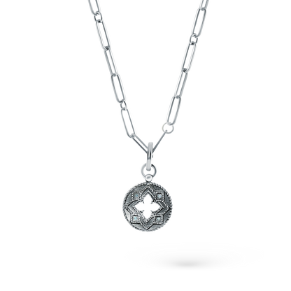 Roberto Coin 18K White Gold Venetian Princess Diamond Medallion Necklace, style 7773259AW19X